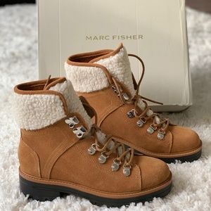 Size 6 Marc Fisher Isalia Boots - Brown Multi Suede